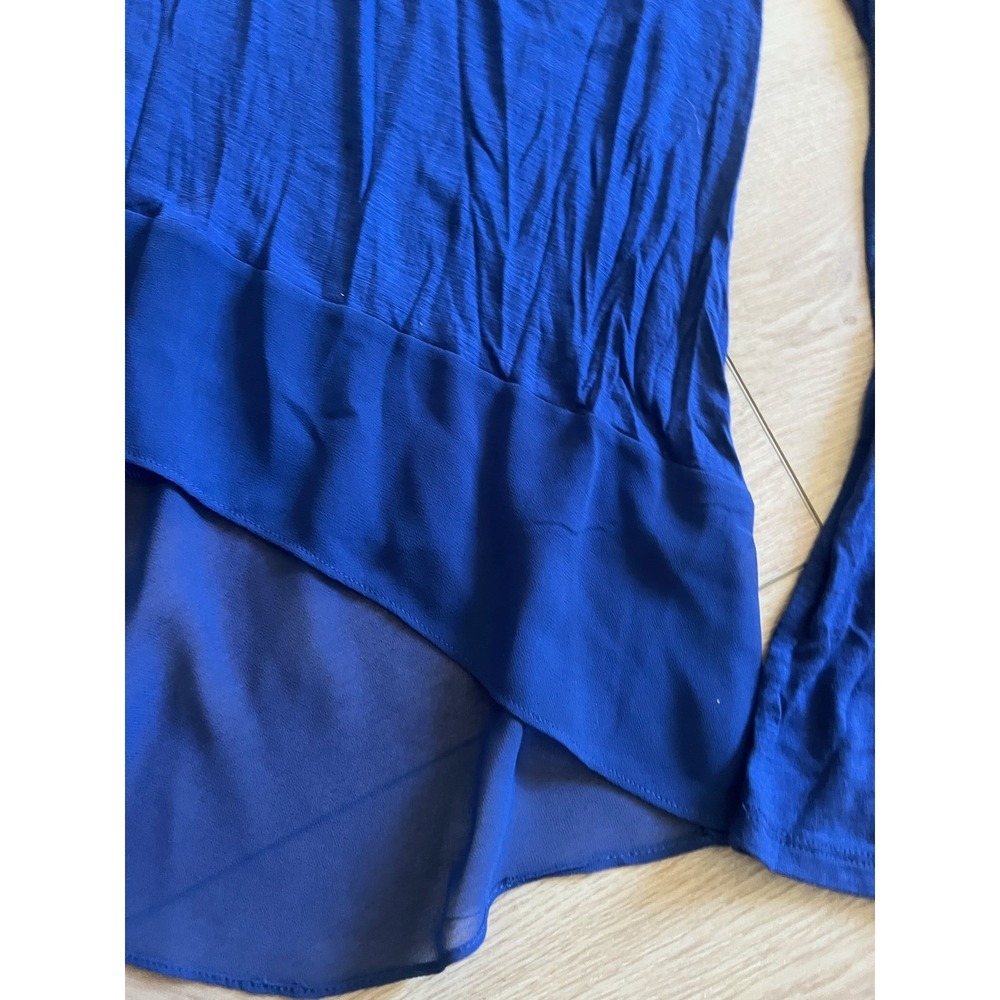 BCBGMAXAZRIA Blue Long Sleeve Tunic Top Classic Blu XS NWT‎ Asymmetrical - Picture 2 of 6